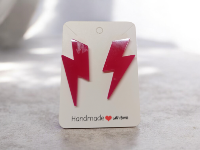 Pendientes rayo rosa fucsia