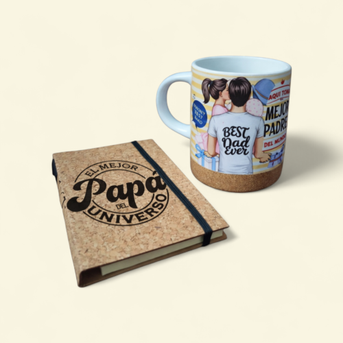 Pack libreta y taza corcho papá