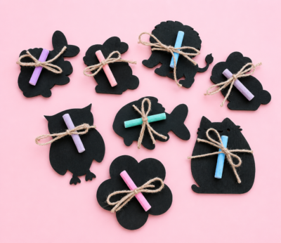 Mini pizarras de madera con tiza