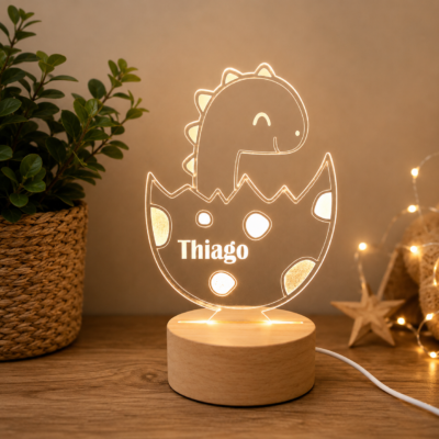 🦕 Lámpara LED Personalizada Dinosaurio con Nombre